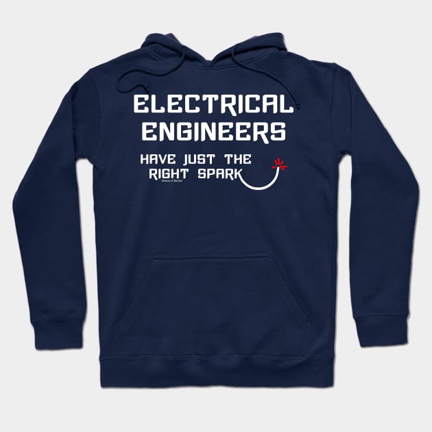 Electrical Engineering Right Spark White Text Hoodie by Barthol Graphics